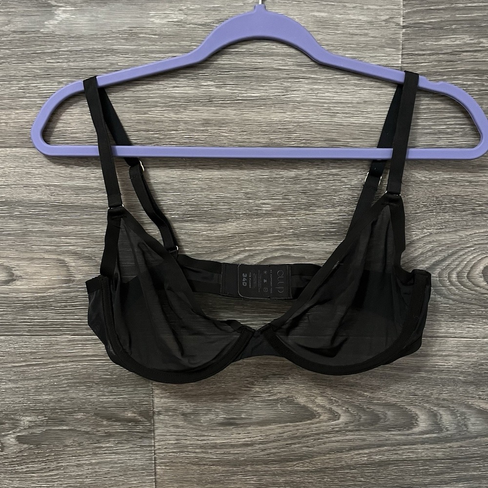 Cuup Bra The Plunge Underwire Mesh Black 34D Sheer
